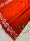 পোড়ামাটি | Orange Cotton Block Print Saree