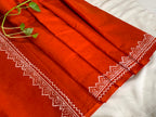 পোড়ামাটি | Orange Cotton Block Print Saree