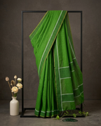 তৃণ (Trino) - Green Cotton Hand Block Print Saree