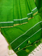 তৃণ (Trino) - Green Cotton Hand Block Print Saree