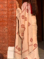 জবা (Joba) – Off White & Red Hand Block Print Cotton Saree | Bunot Saree