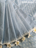 শরৎ (Shorot) — Sky Blue Cotton Hand Block Print Saree