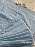 শরৎ (Shorot) — Sky Blue Cotton Hand Block Print Saree